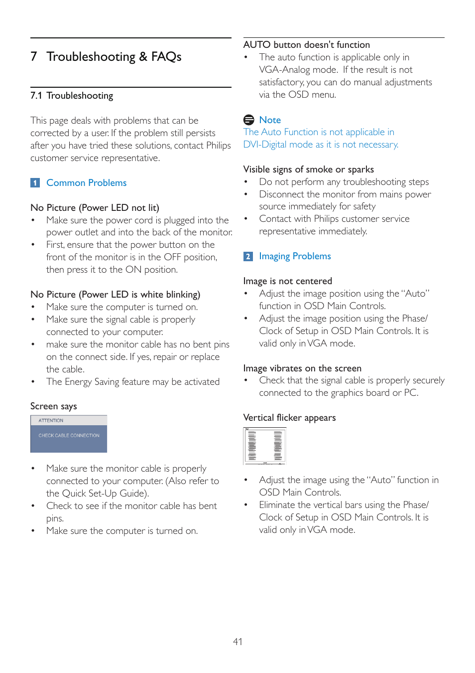 7 troubleshooting & faqs | Philips LED monitor with Touch Control 246EL2SB 23.6" 59.9 cm E-line Full HD User Manual | Page 43 / 49