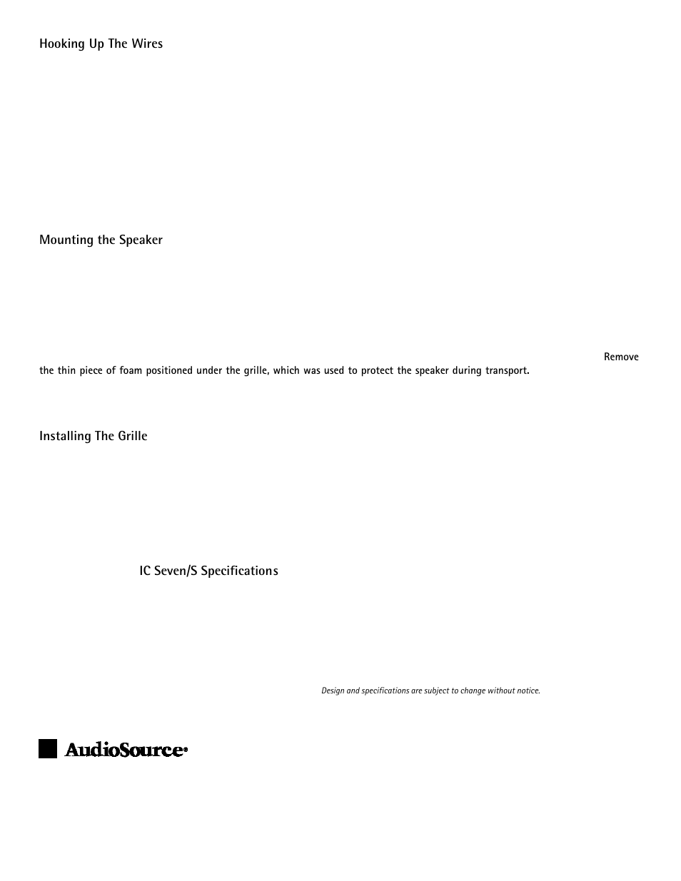 AudioSource IC Seven/S User Manual | Page 2 / 2