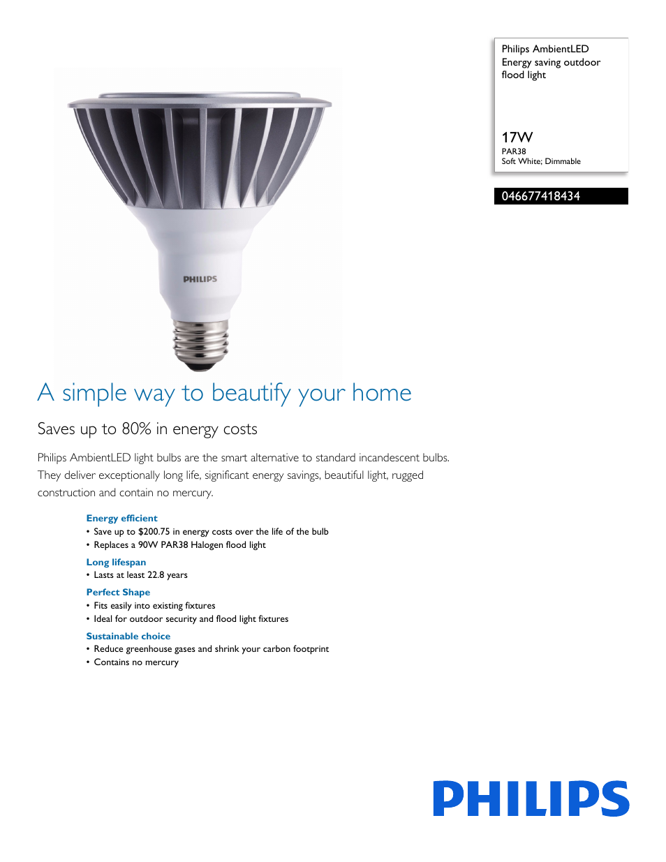 Philips 046677418434 User Manual | 2 pages