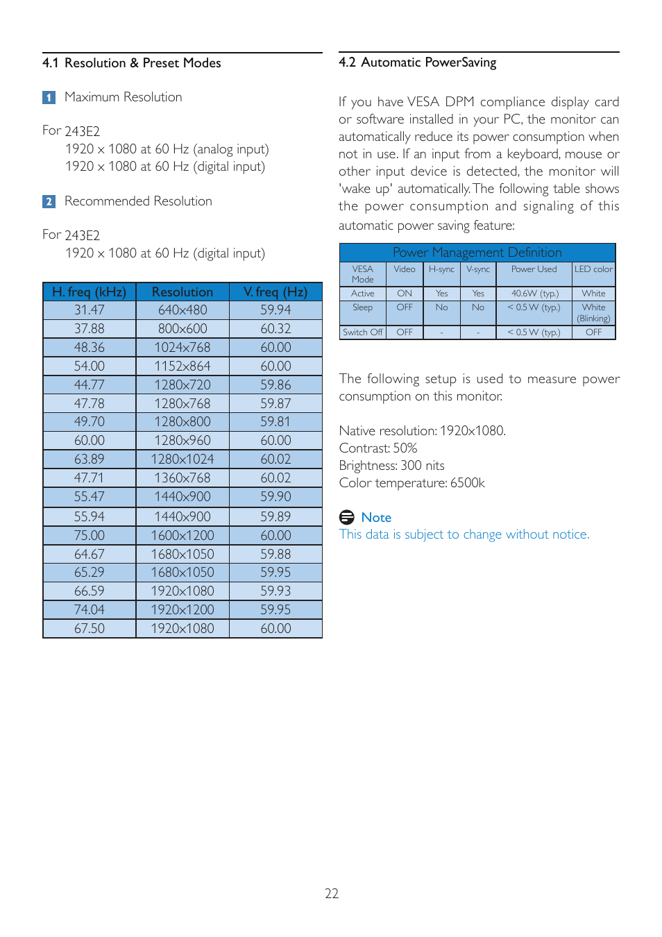 Philips 243E2SB-27 User Manual | Page 24 / 49