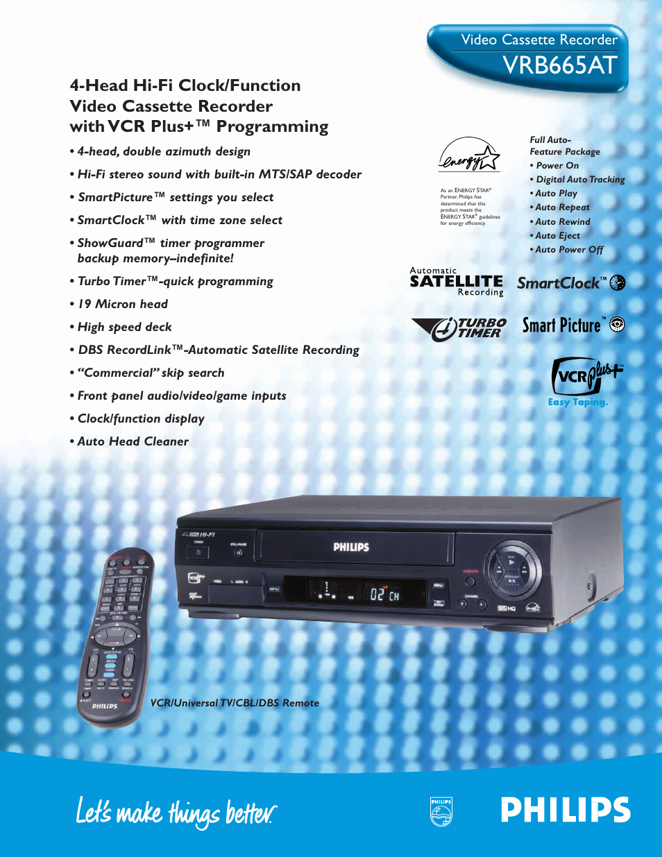 Philips VRB665AT99 User Manual | 2 pages