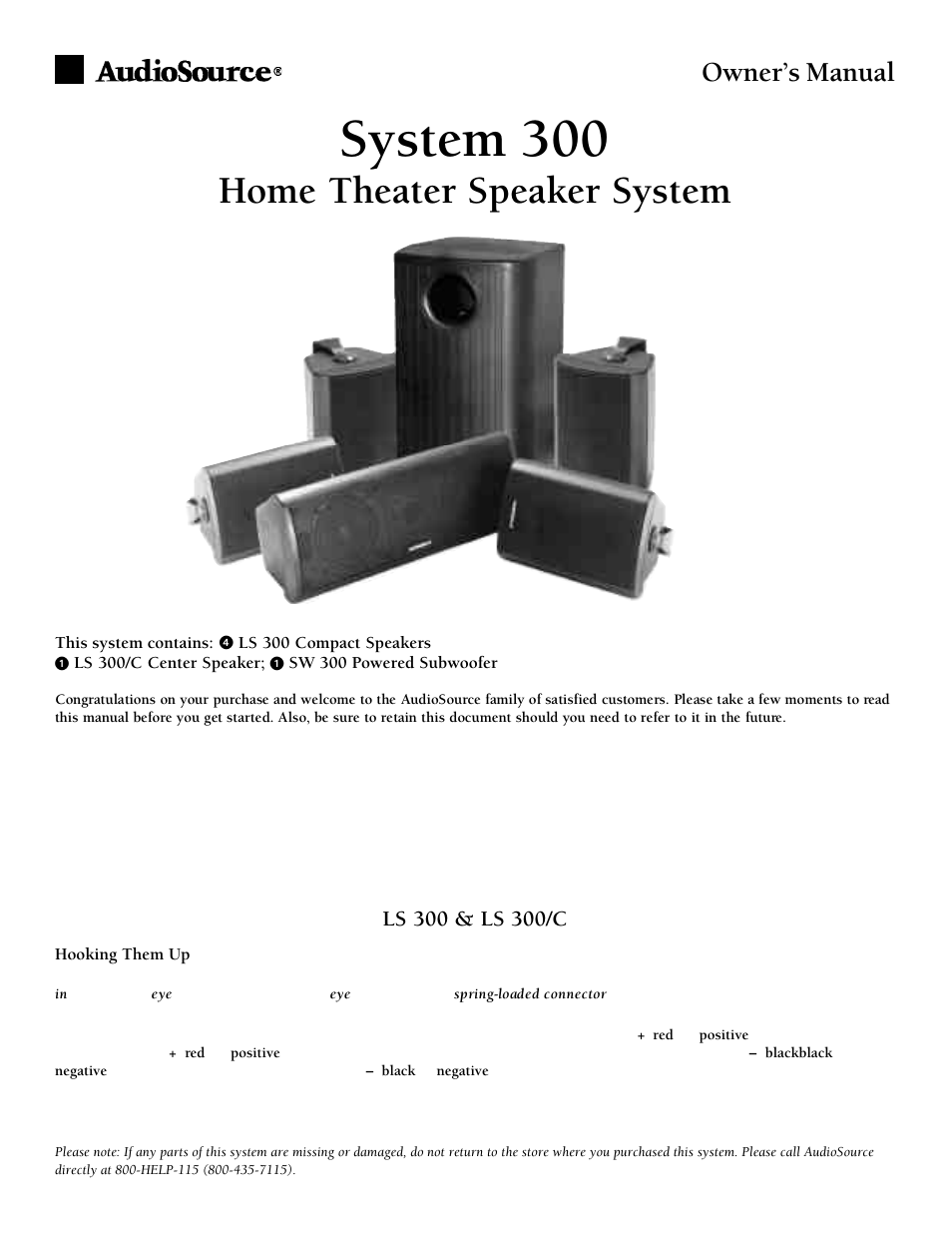 AudioSource LS 300 User Manual | 4 pages