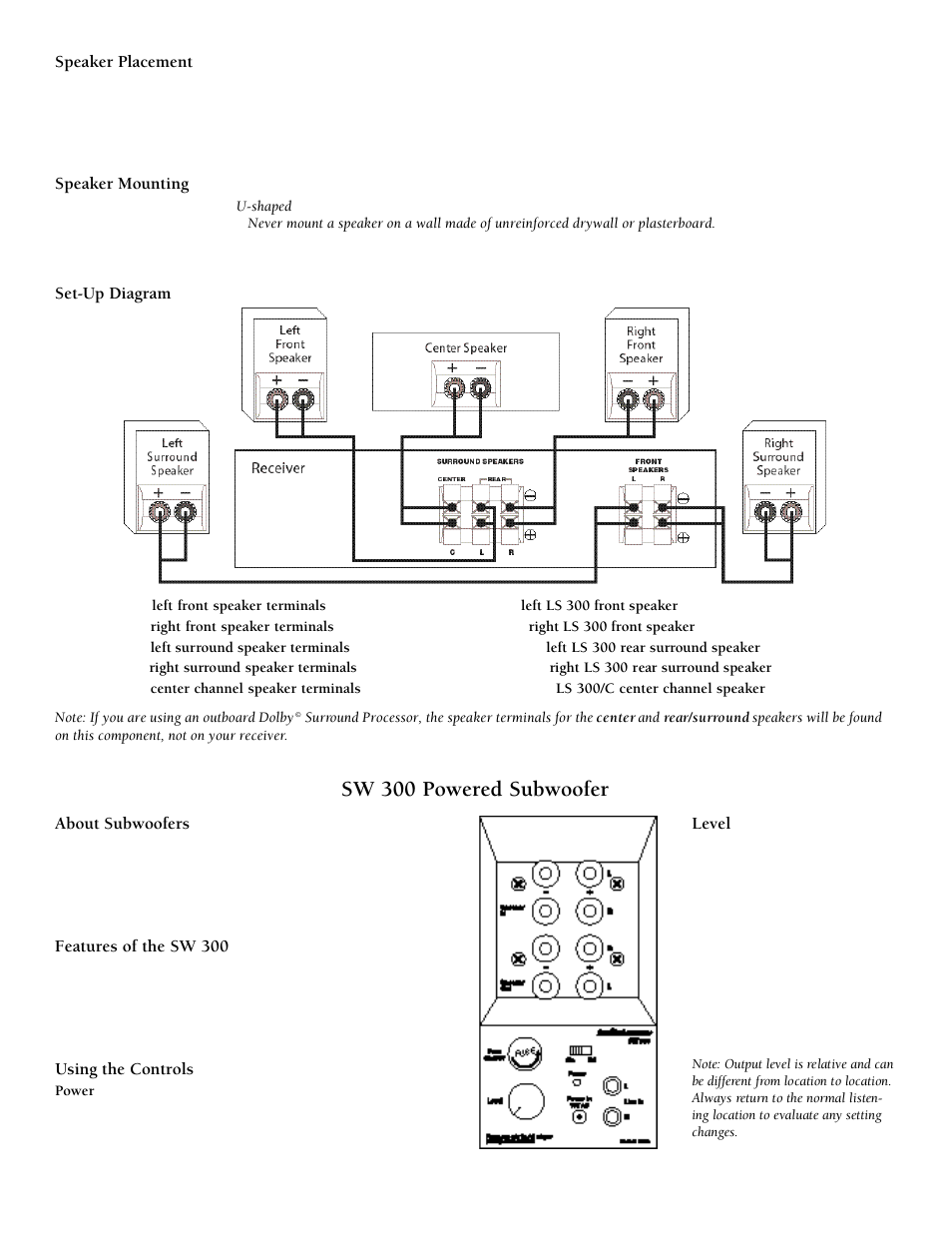 Sw 300 powered subwoofer | AudioSource LS 300 User Manual | Page 2 / 4