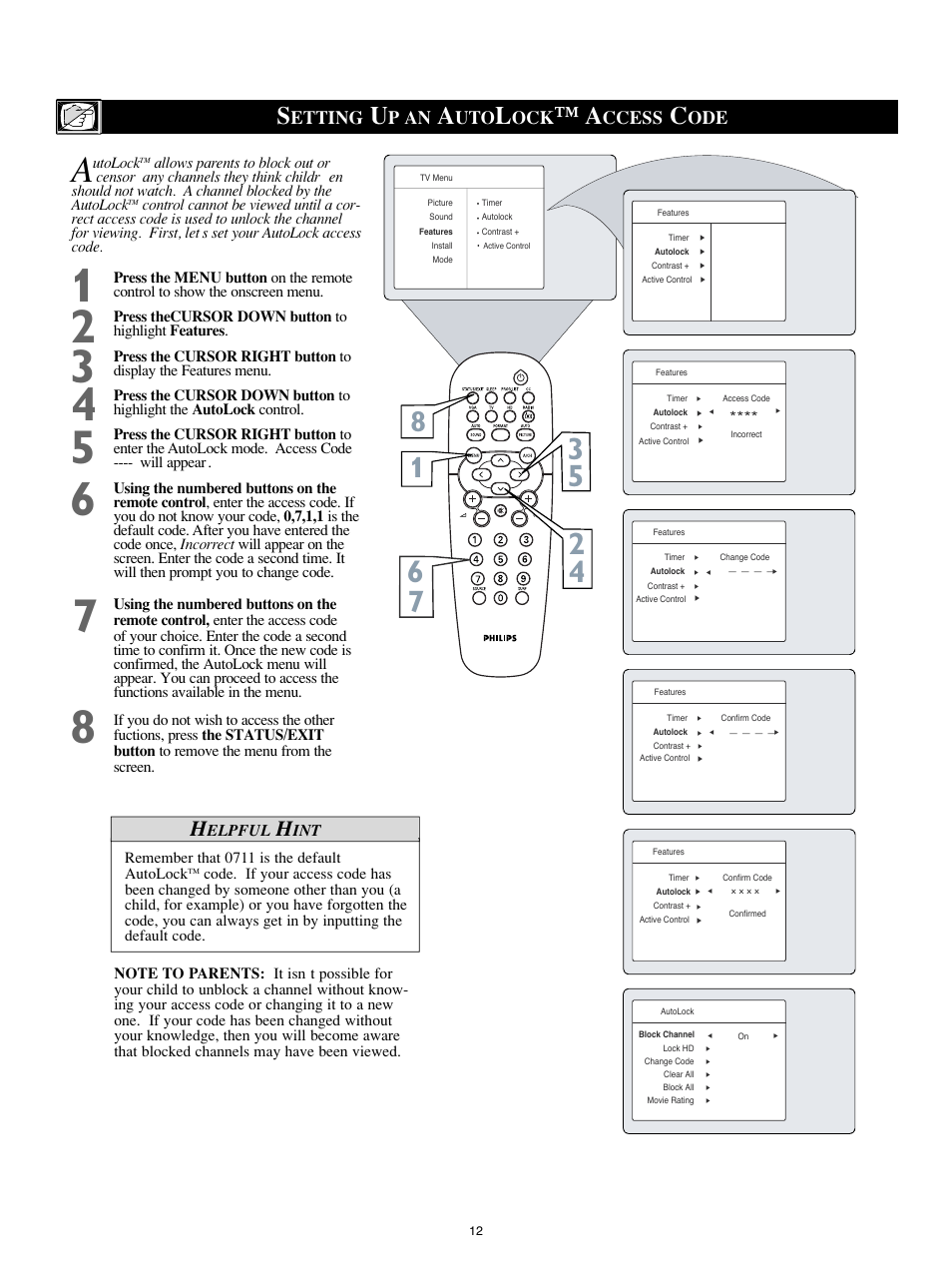 Etting, P an, Ccess | Philips 15PF8946-37 User Manual | Page 12 / 39