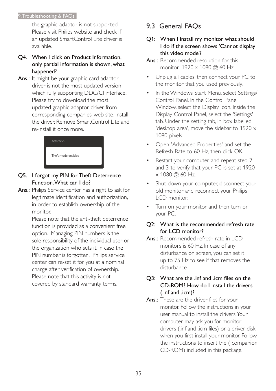 3 general faqs | Philips 227E3QPHSU-00 User Manual | Page 37 / 41