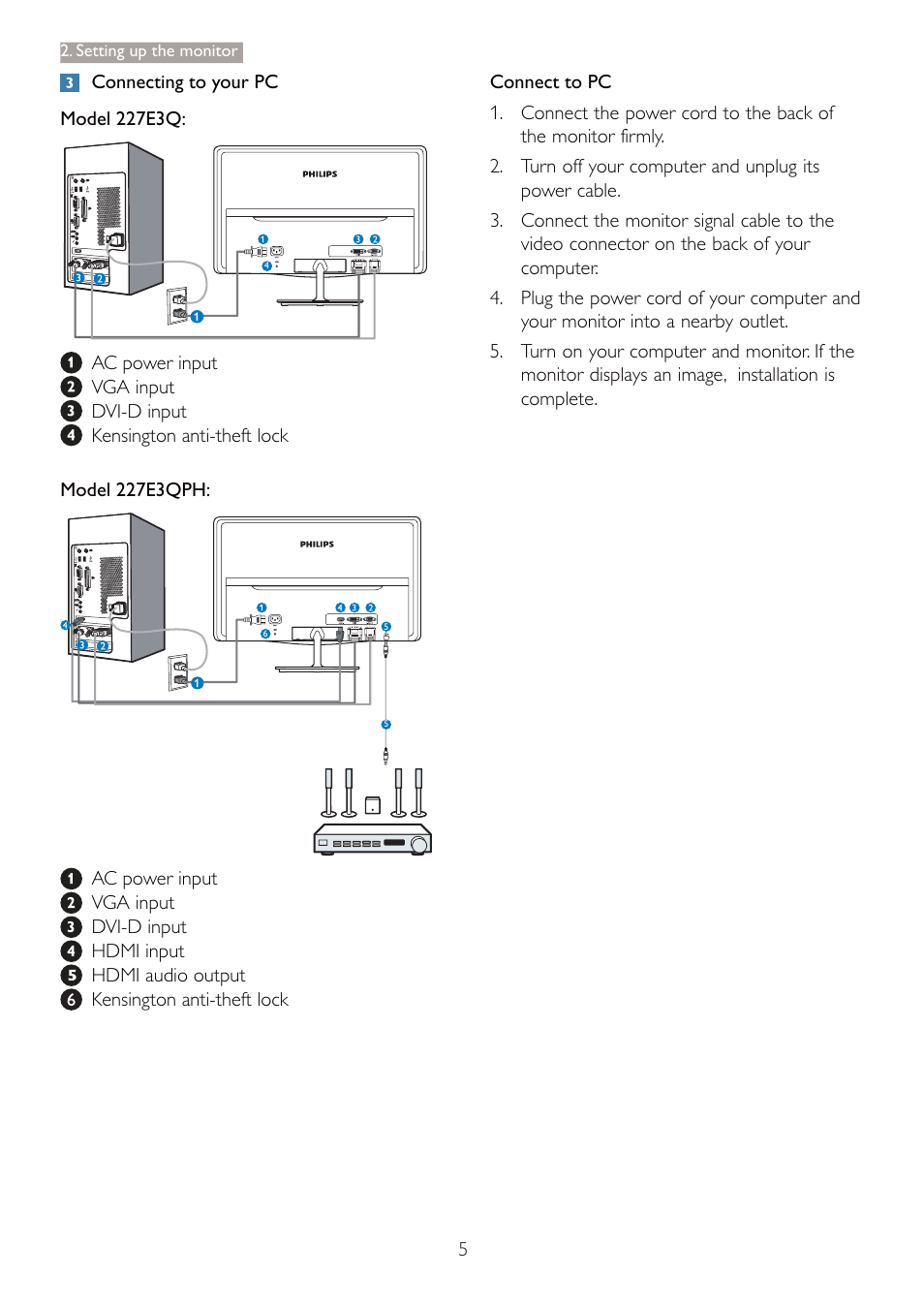 Philips 227E3QPHSU-00 User Manual | Page 7 / 41