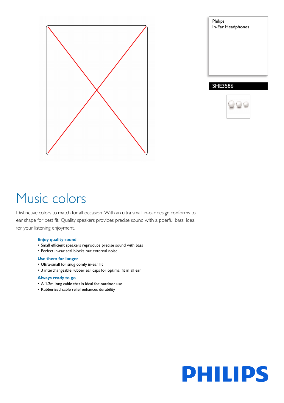 Philips SHE3586-28 User Manual | 2 pages