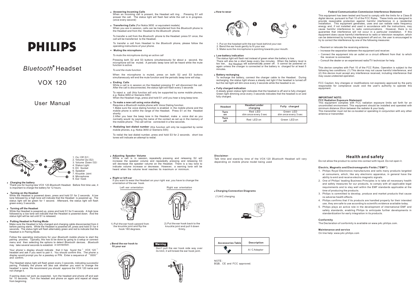 Philips US2-VOX120 User Manual | 3 pages