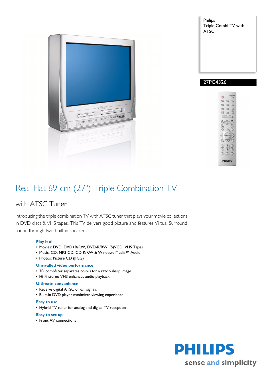 Philips 27PC4326-37 User Manual | 3 pages