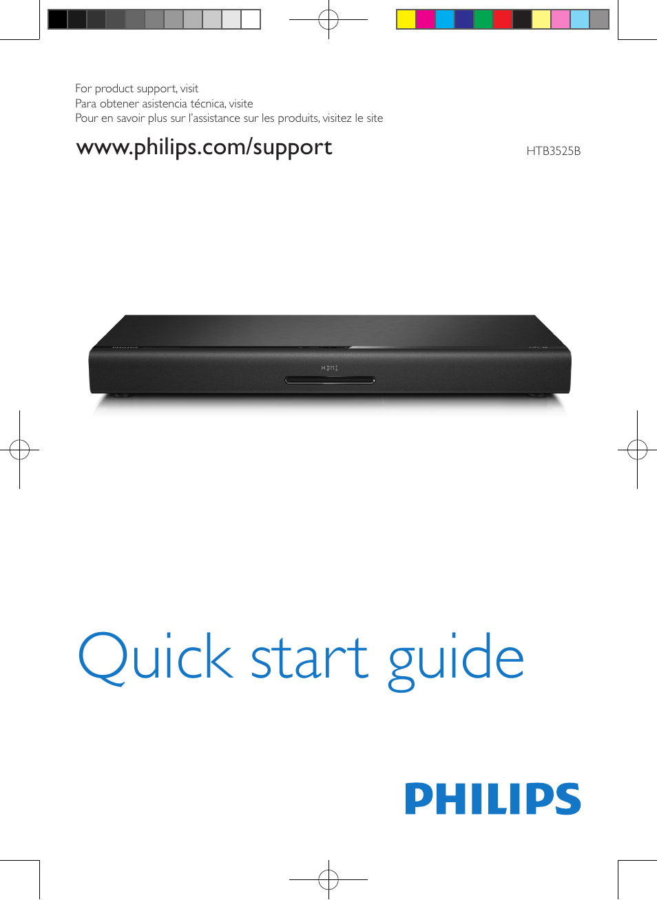 Philips Blu-ray Surround Base HTB3525B 2.1 CH Integrated subwoofer Bluetooth® and NFC HDMI ARC Blu-ray Disc playback User Manual | 12 pages