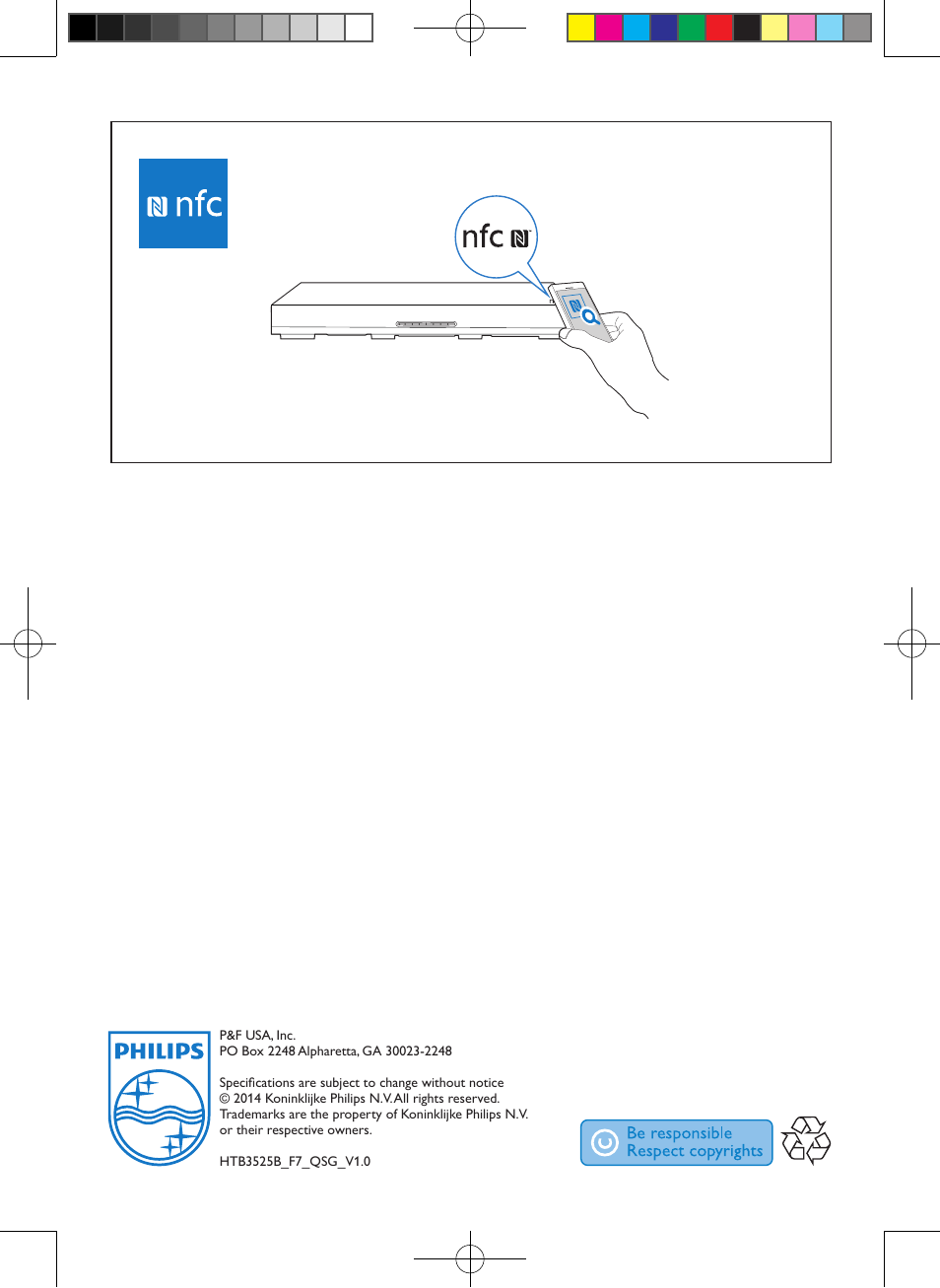 Philips Blu-ray Surround Base HTB3525B 2.1 CH Integrated subwoofer Bluetooth® and NFC HDMI ARC Blu-ray Disc playback User Manual | Page 12 / 12