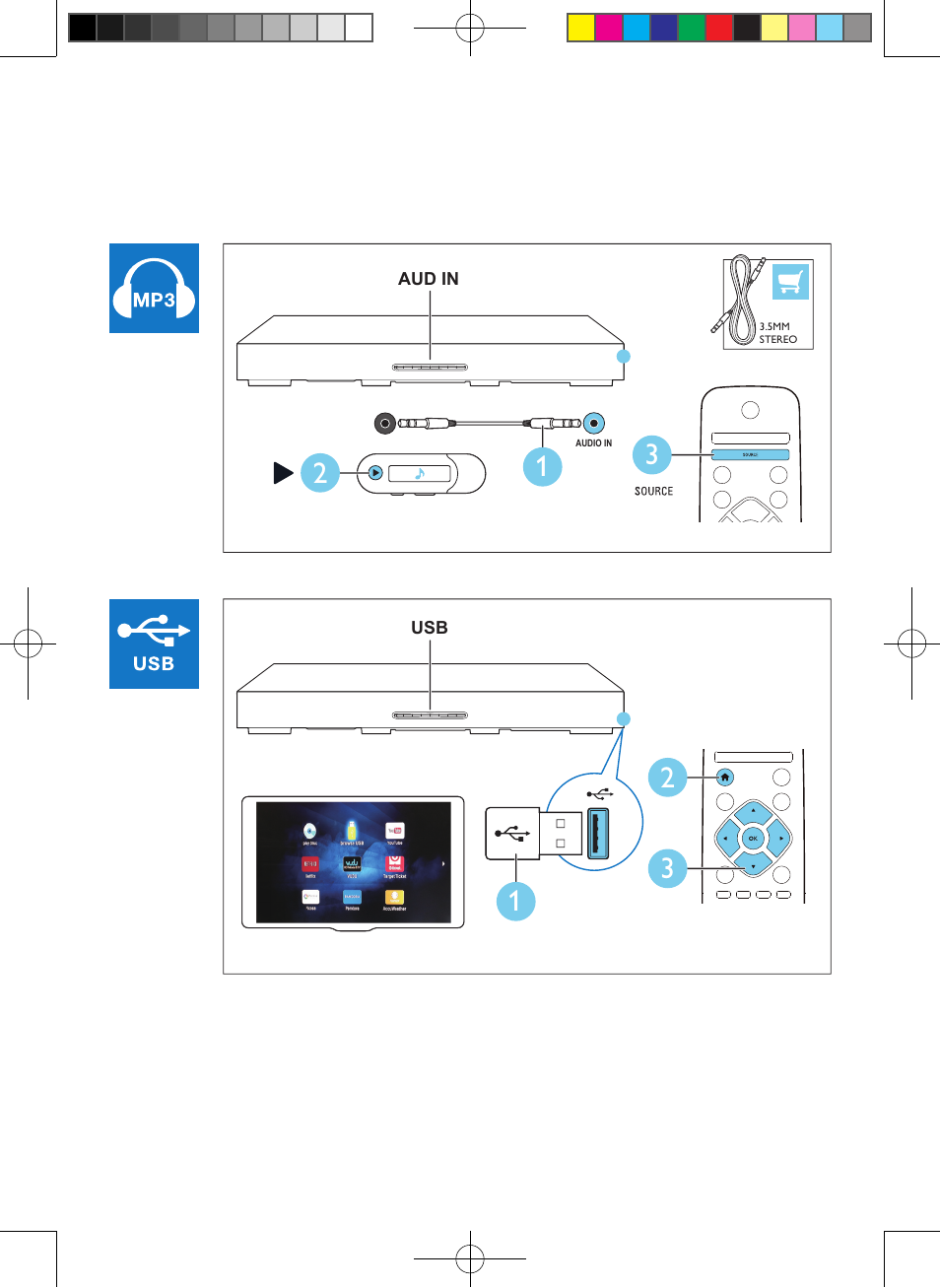 Philips Blu-ray Surround Base HTB3525B 2.1 CH Integrated subwoofer Bluetooth® and NFC HDMI ARC Blu-ray Disc playback User Manual | Page 9 / 12