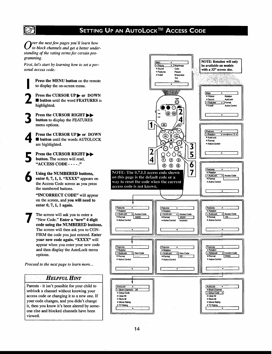 Etting, Ccess | Philips 32PT663R User Manual | Page 14 / 40