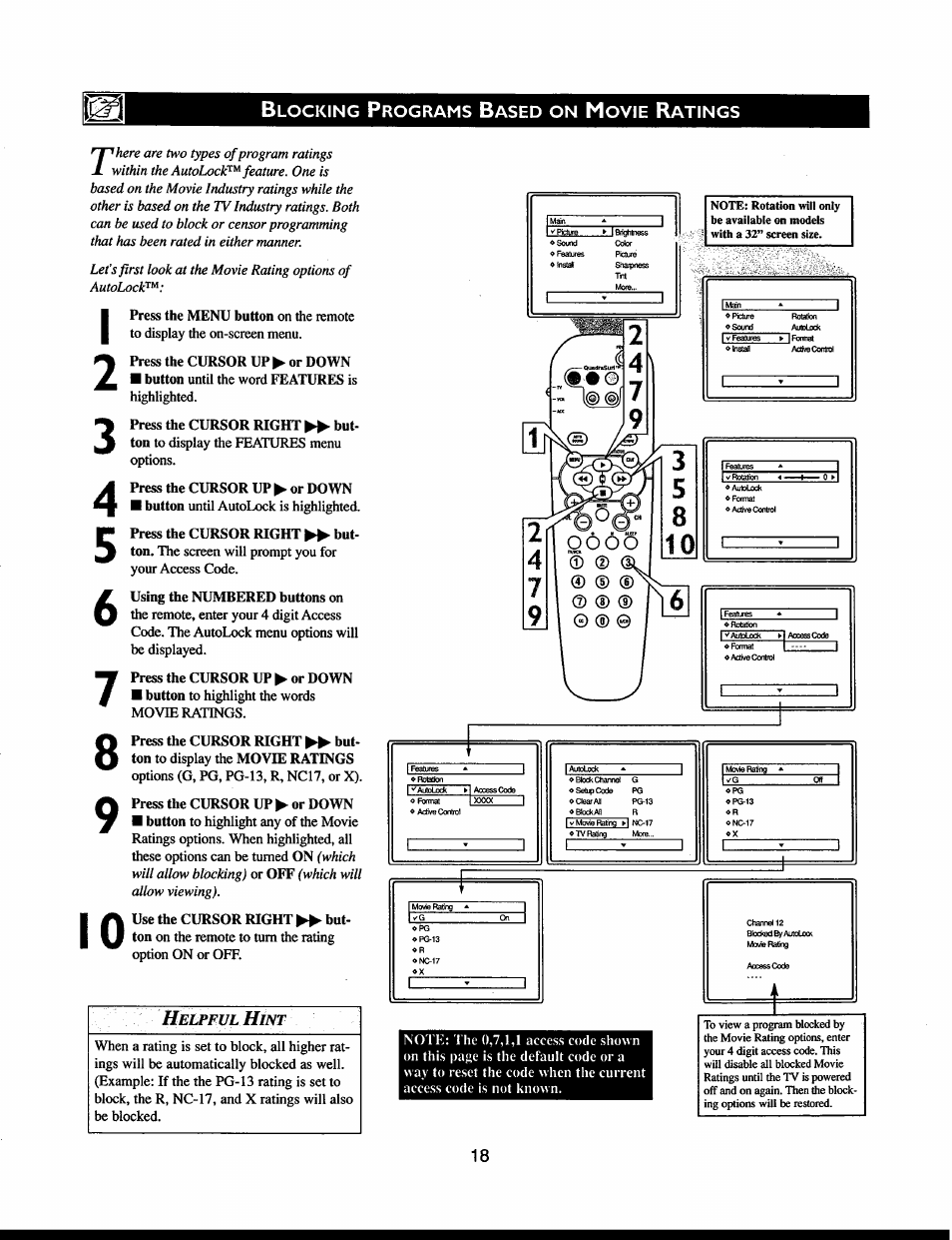 Locking, Rograms, Ased | Ovie, Atings | Philips 32PT663R User Manual | Page 18 / 40
