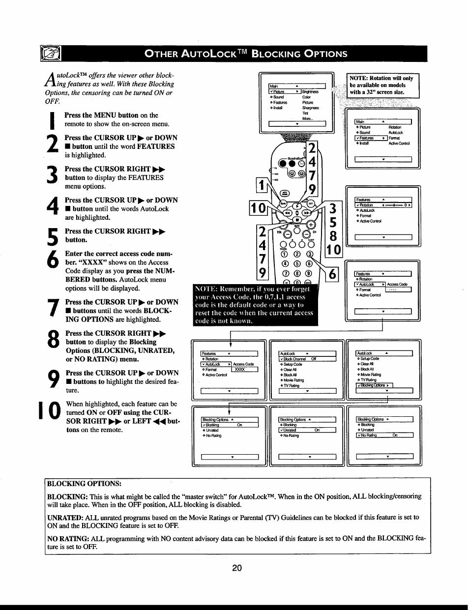 Other autolock™ blocking options, Other autolock^m blocking options | Philips 32PT663R User Manual | Page 20 / 40