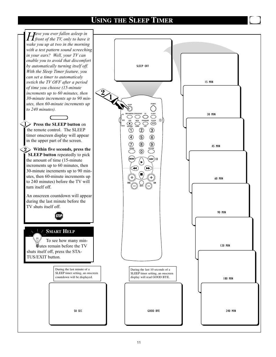 Sing the, Leep, Imer | Philips 32RF50S User Manual | Page 11 / 52