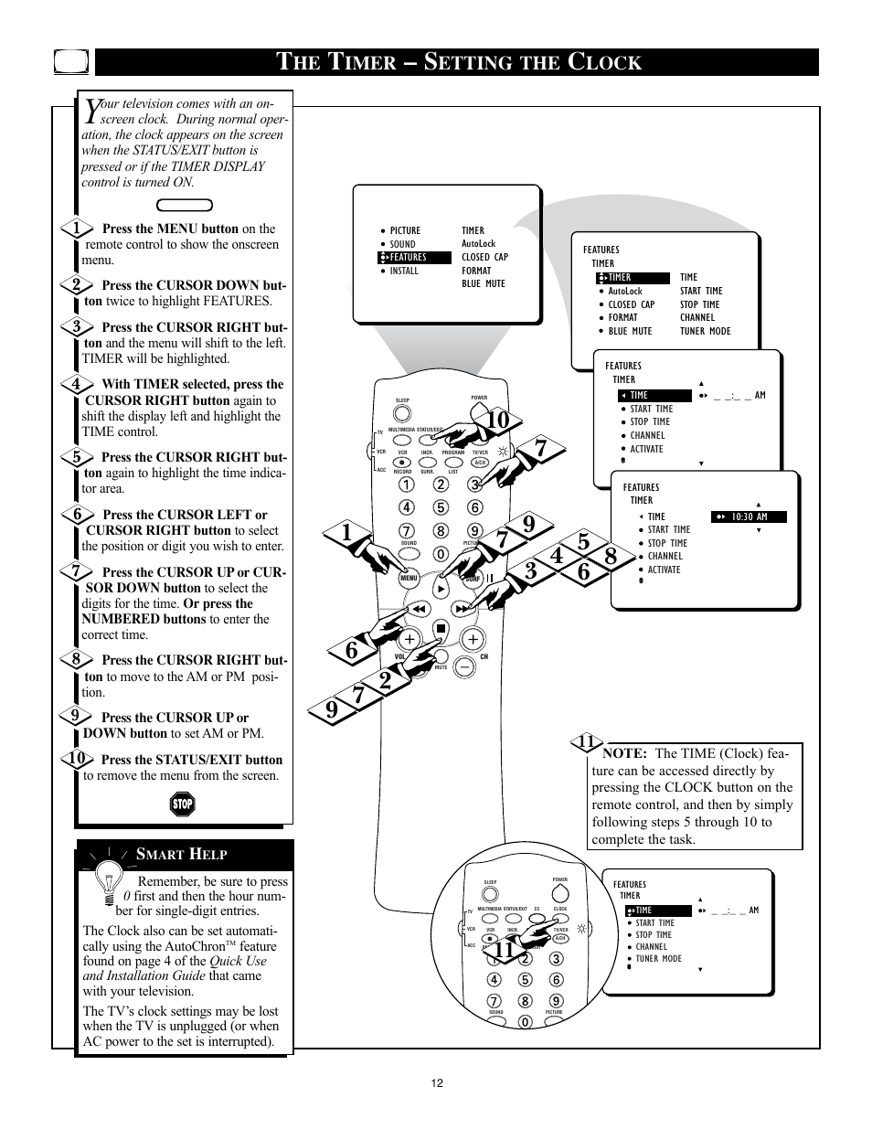 Imer, Etting the, Lock | Philips 32RF50S User Manual | Page 12 / 52