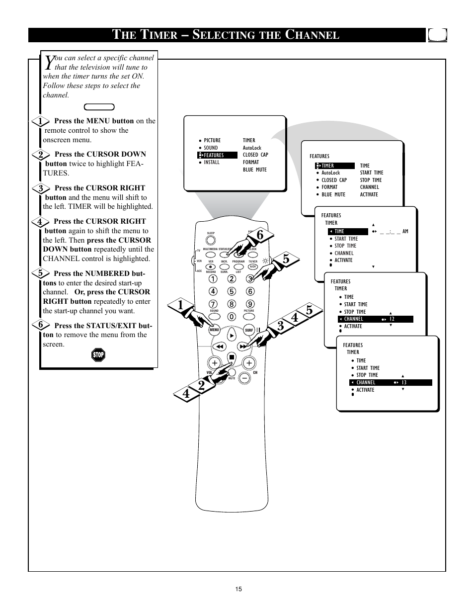 Imer, Electing the, Hannel | Philips 32RF50S User Manual | Page 15 / 52