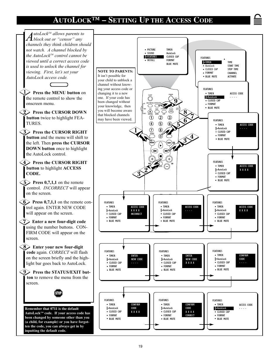 Etting, P the, Ccess | Philips 32RF50S User Manual | Page 19 / 52