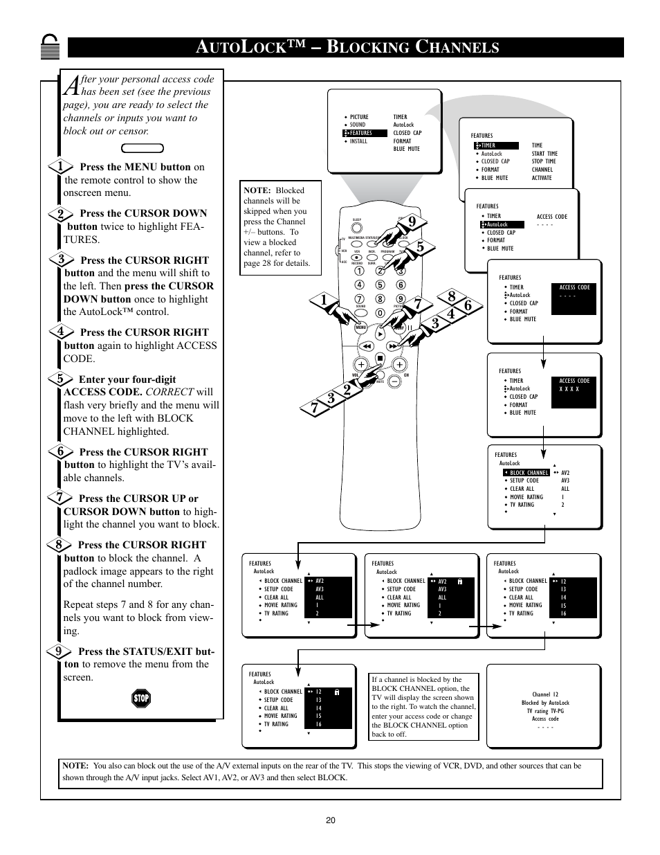 Locking, Hannels | Philips 32RF50S User Manual | Page 20 / 52