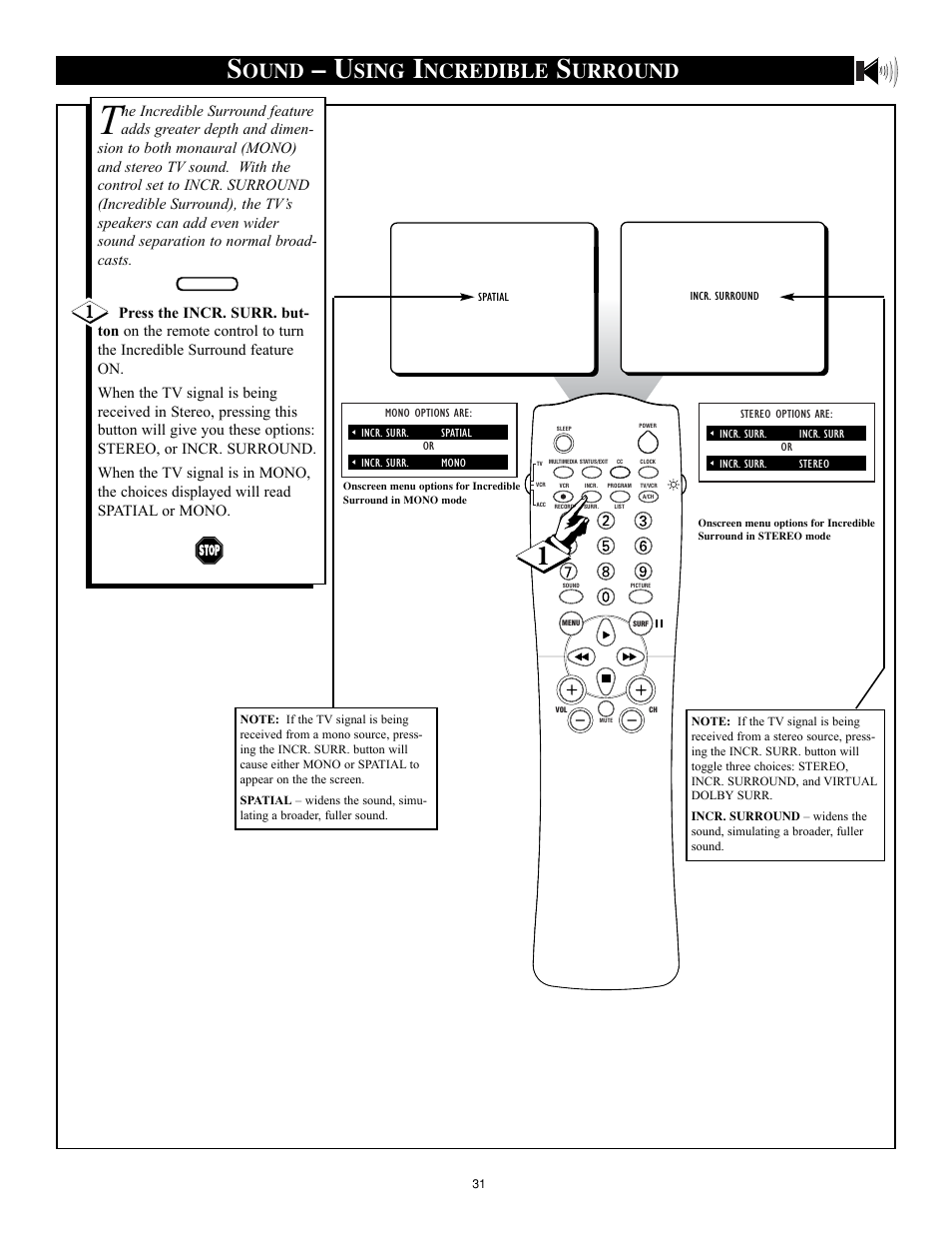 Ound, Sing, Ncredible | Urround | Philips 32RF50S User Manual | Page 31 / 52