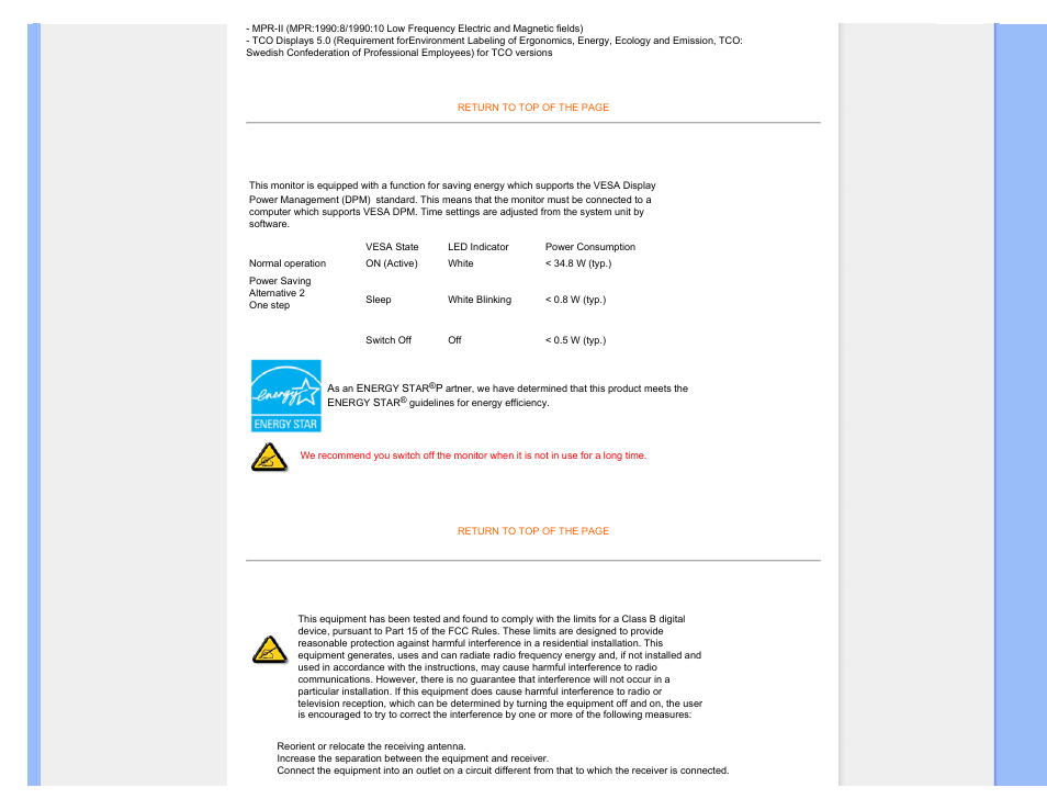 Energy star declaration | Philips 240P2EB-27 User Manual | Page 15 / 92