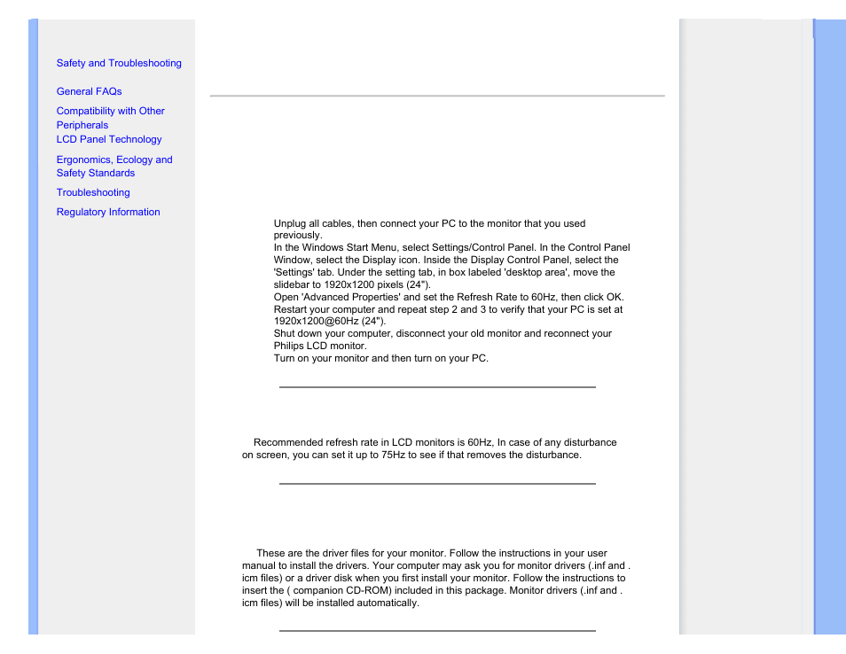 Faqs (frequently asked questions), Faqs | Philips 240P2EB-27 User Manual | Page 4 / 92