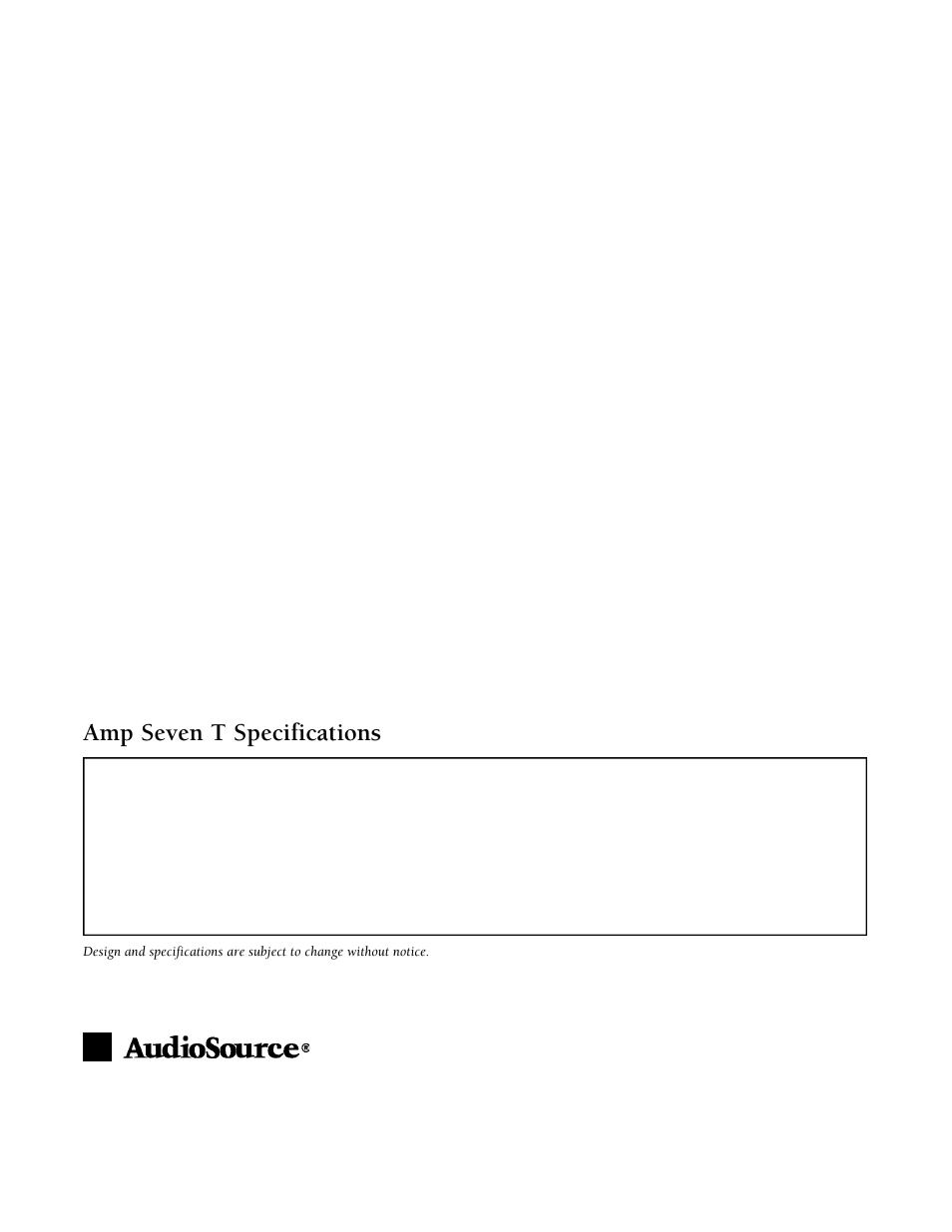 Amp seven t specifications | AudioSource Amp Seven T User Manual | Page 4 / 4