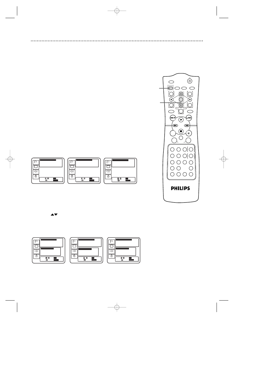 Audio settings (cont’d) 73, Press the setup button to clear the screen, Down mix mode | Dynamic range down sampling, Dolby digital dts mpeg | Philips DV910VHS98 User Manual | Page 73 / 88