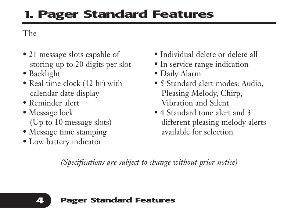 Audible Numeric Pager User Manual | Page 4 / 24