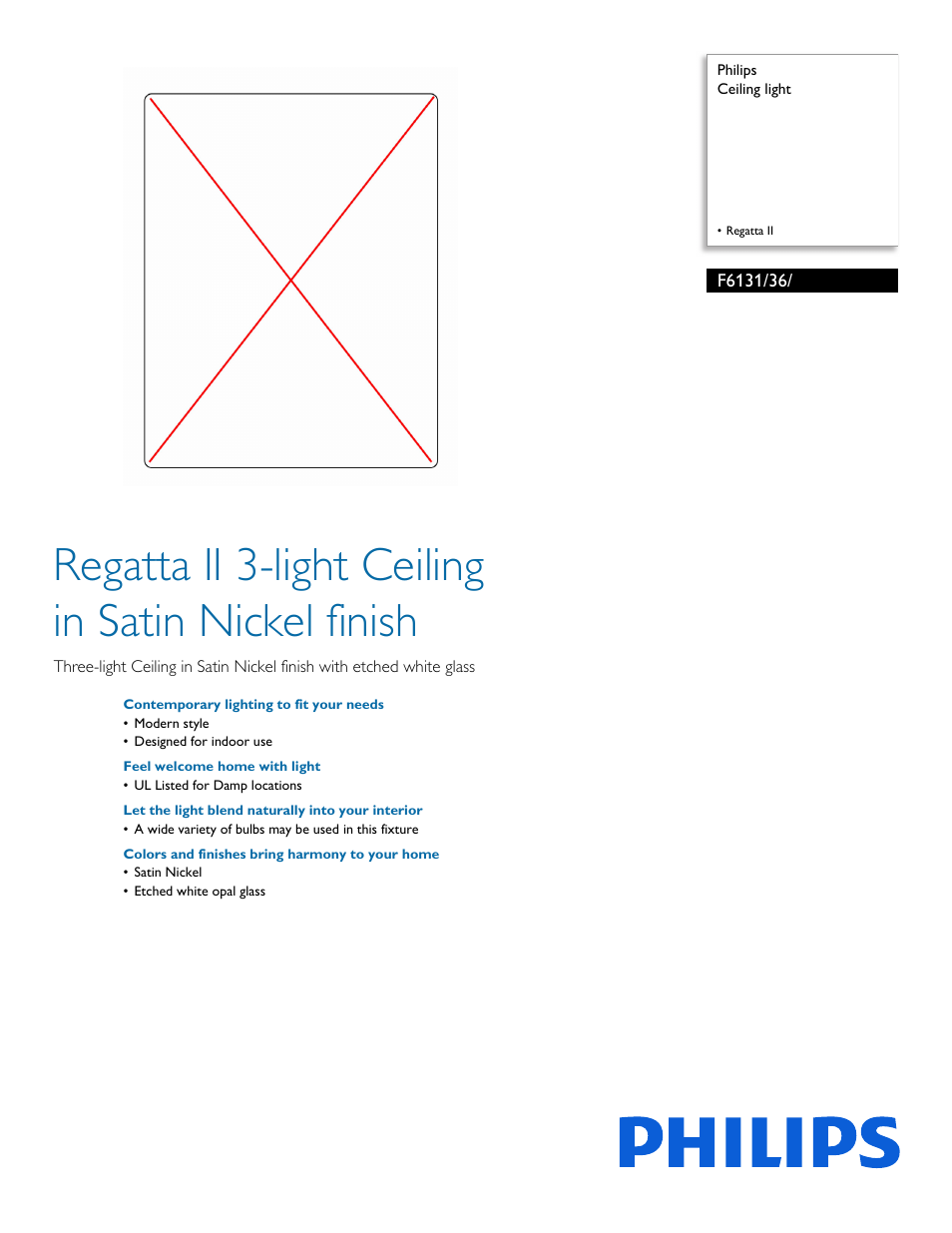 Philips Forecast Ceiling light F6131-36- Regatta II User Manual | 2 pages