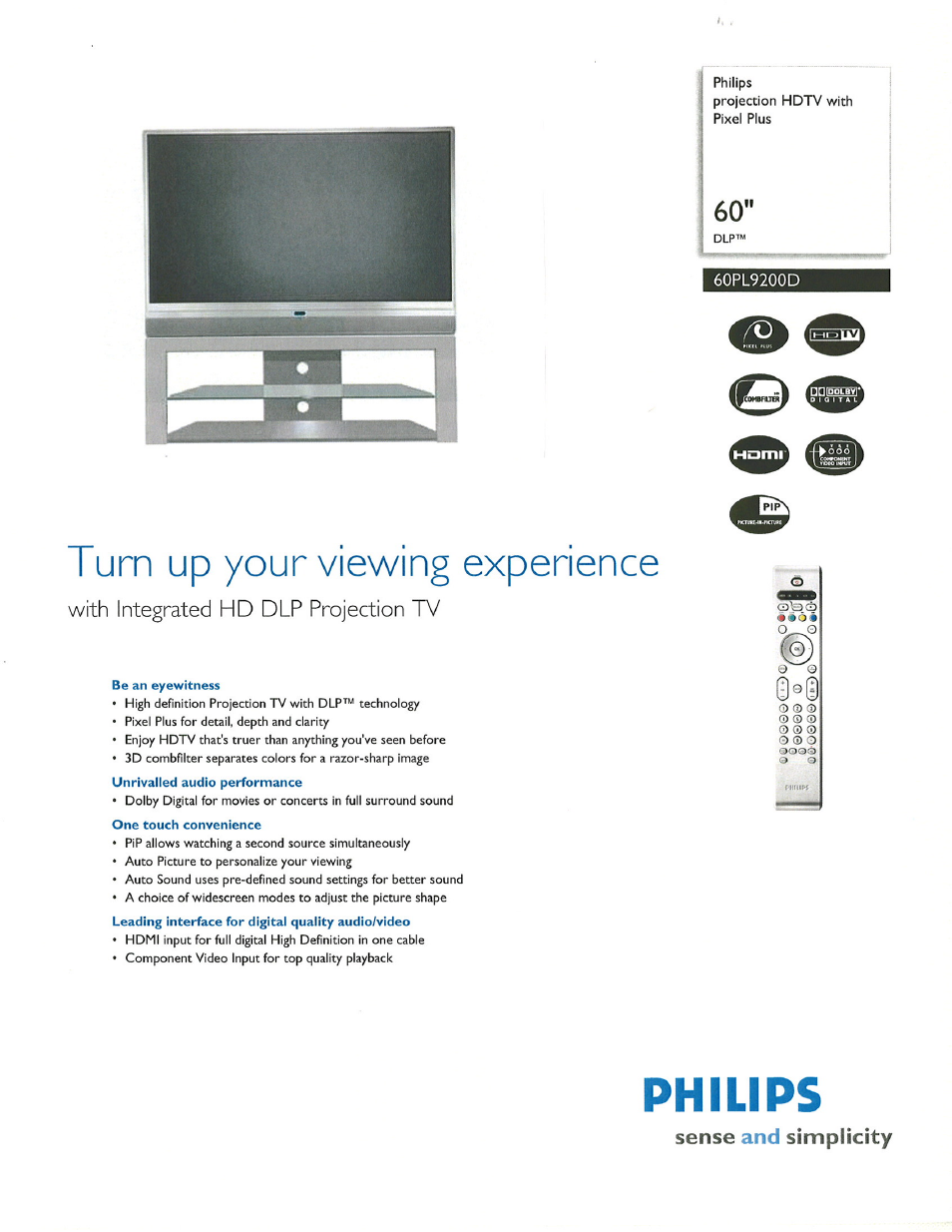 Philips 60PL9200D-37B User Manual | 2 pages