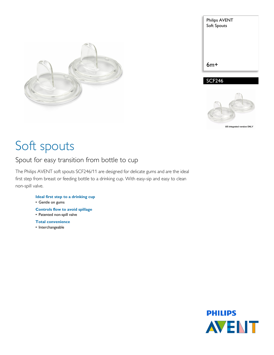 Philips AVENT Soft Spouts SCF246 6m+ User Manual | 2 pages