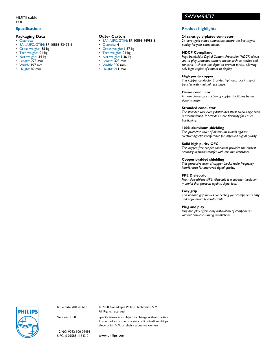 Philips SWV6494-37 User Manual | Page 2 / 2