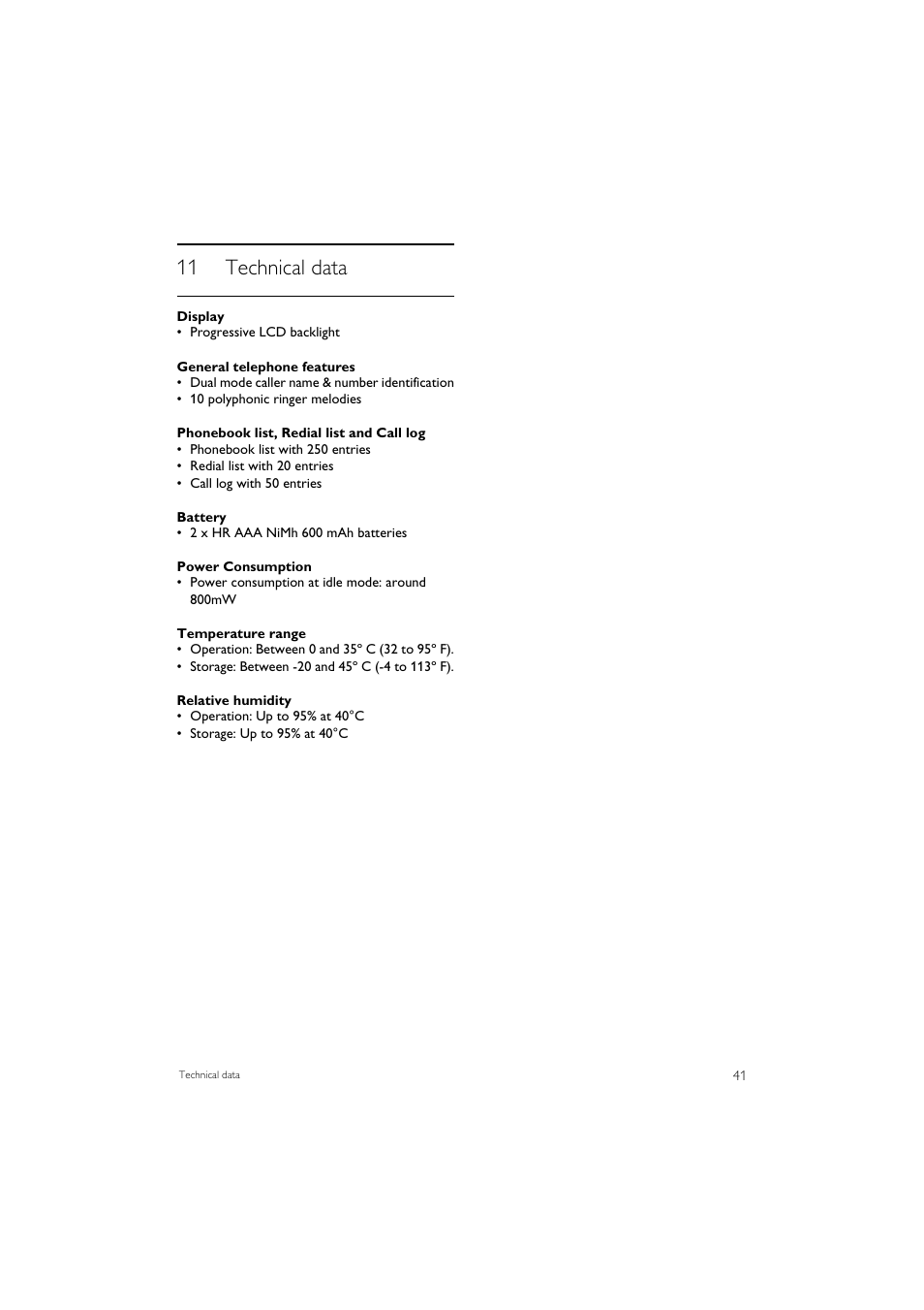 11 technical data | Philips SE7452B-37 User Manual | Page 43 / 48