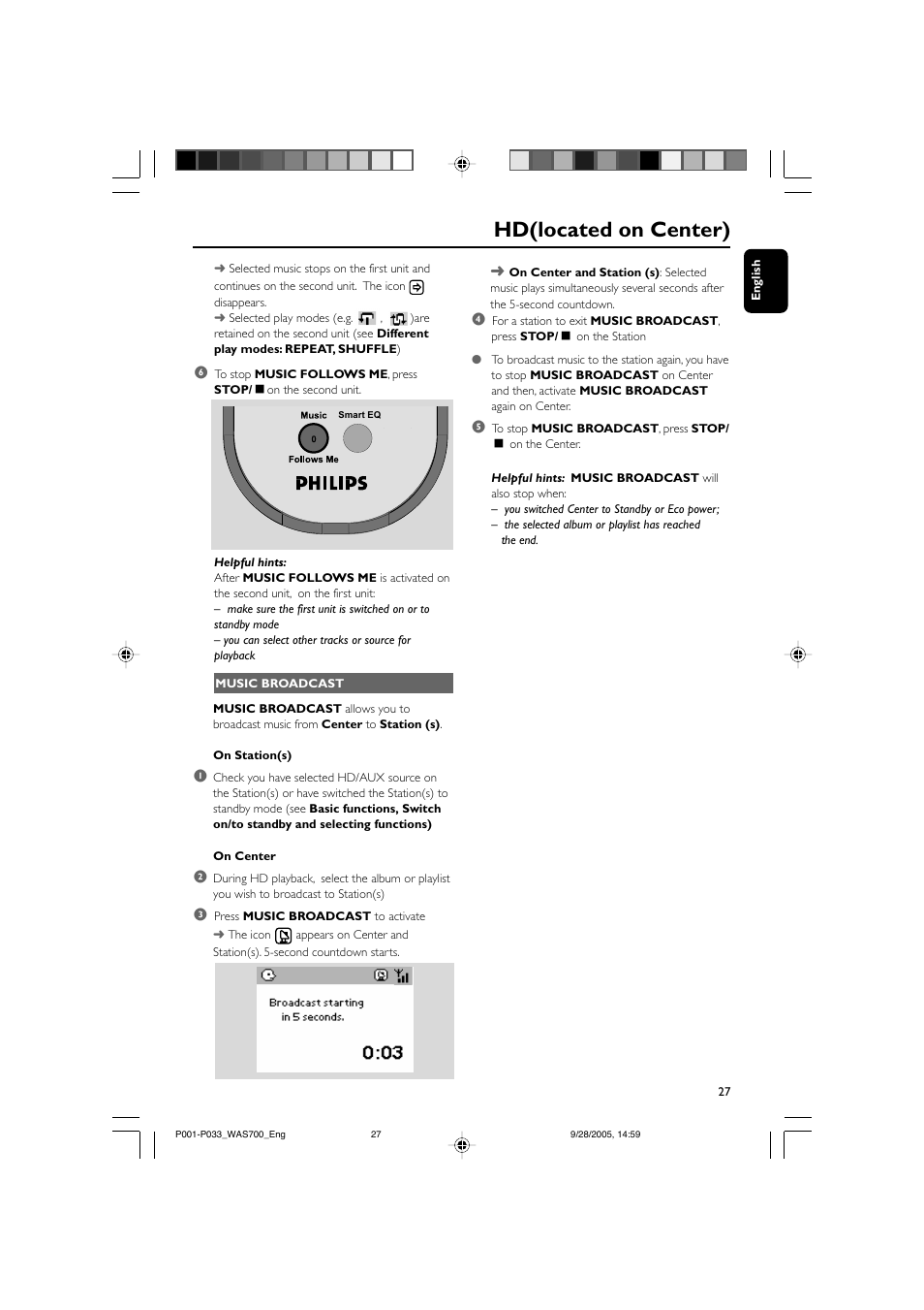 Hd(located on center) | Philips WAS700-37 User Manual | Page 27 / 35