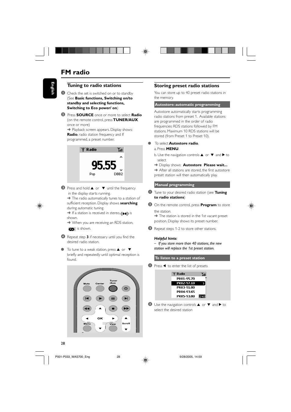 Fm radio | Philips WAS700-37 User Manual | Page 28 / 35