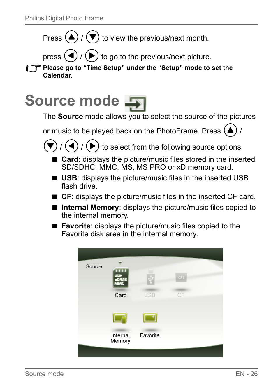 Source mode, Source mode" on | Philips SPF3010C-G7 User Manual | Page 31 / 46