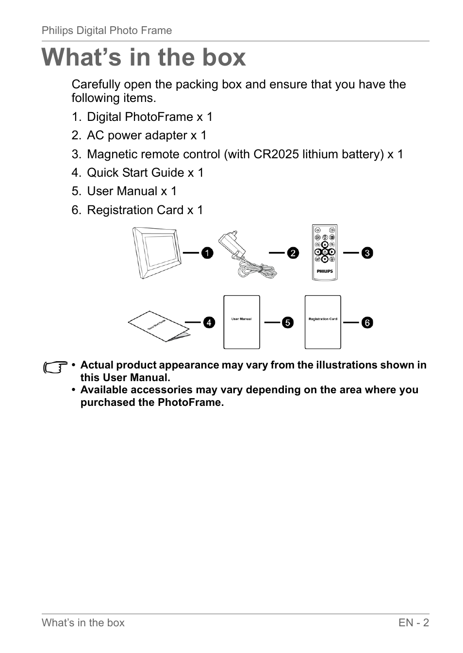 What’s in the box | Philips SPF3010C-G7 User Manual | Page 7 / 46