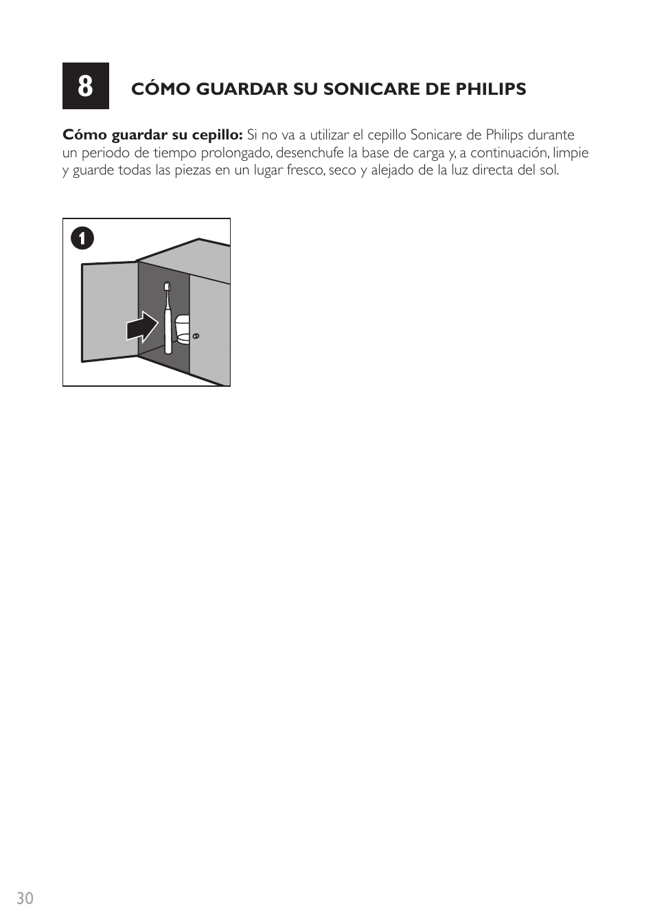 Cómo guardar su cepillo sonicare de philips | Philips Sonicare DiamondClean Rechargeable sonic toothbrush HX9352-04 5 modes 2 brush heads Glass charger travel case Limited Black Edition User Manual | Page 30 / 52