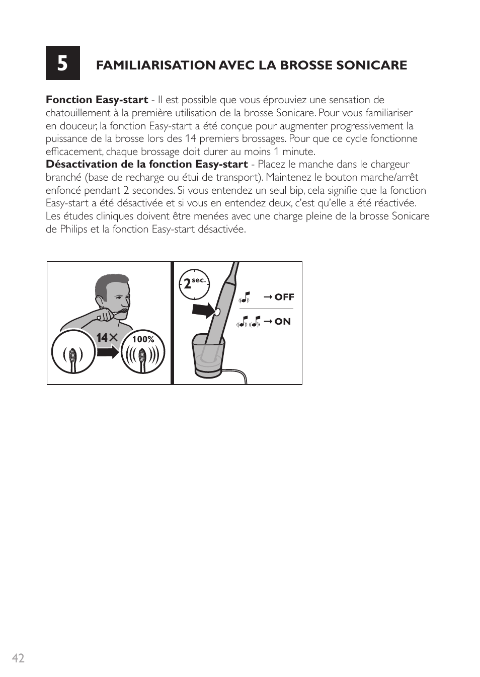Familiarisation avec la brosse sonicare de philips | Philips Sonicare DiamondClean Rechargeable sonic toothbrush HX9352-04 5 modes 2 brush heads Glass charger travel case Limited Black Edition User Manual | Page 42 / 52