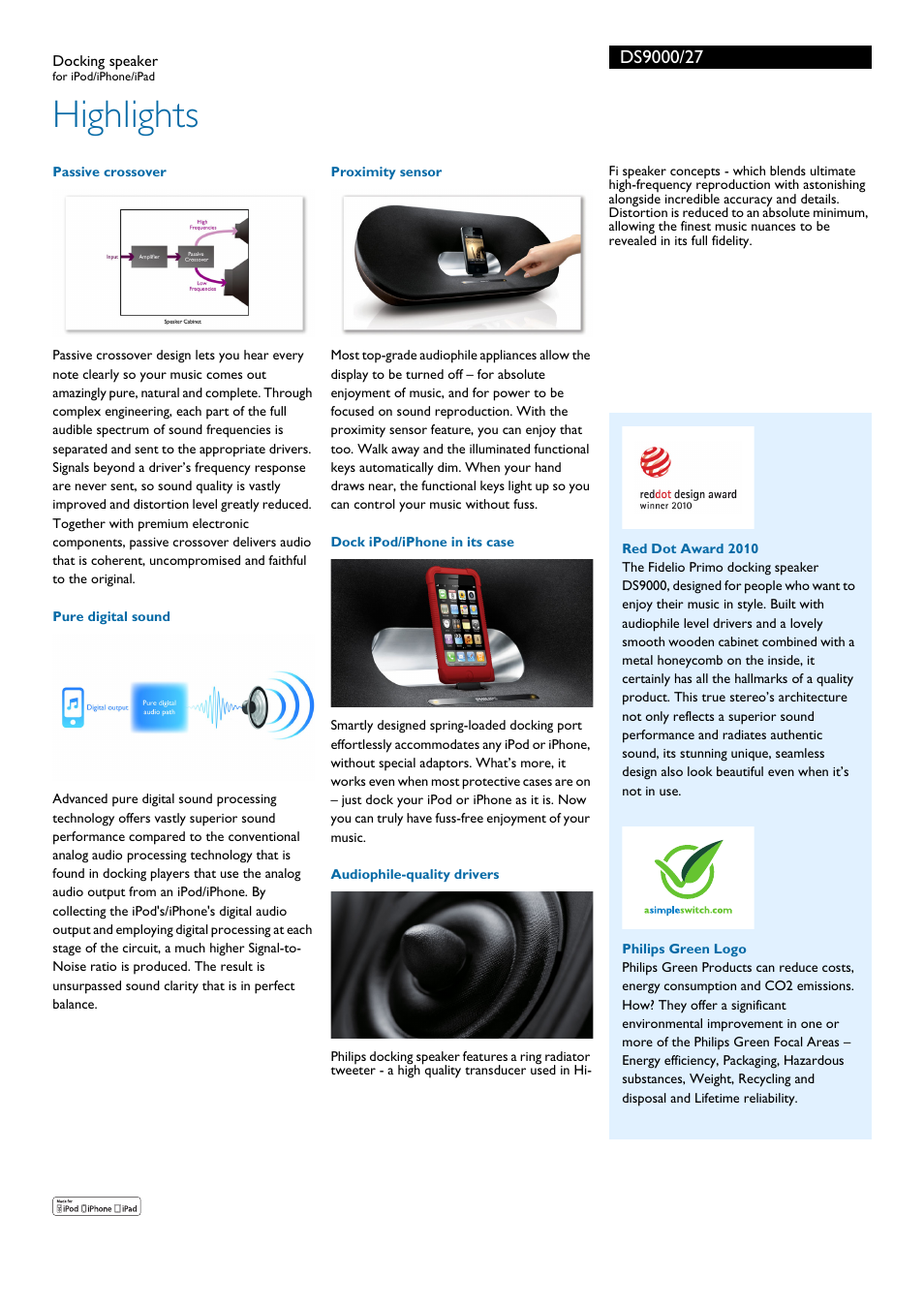 Highlights | Philips DS9000-27 User Manual | Page 2 / 3