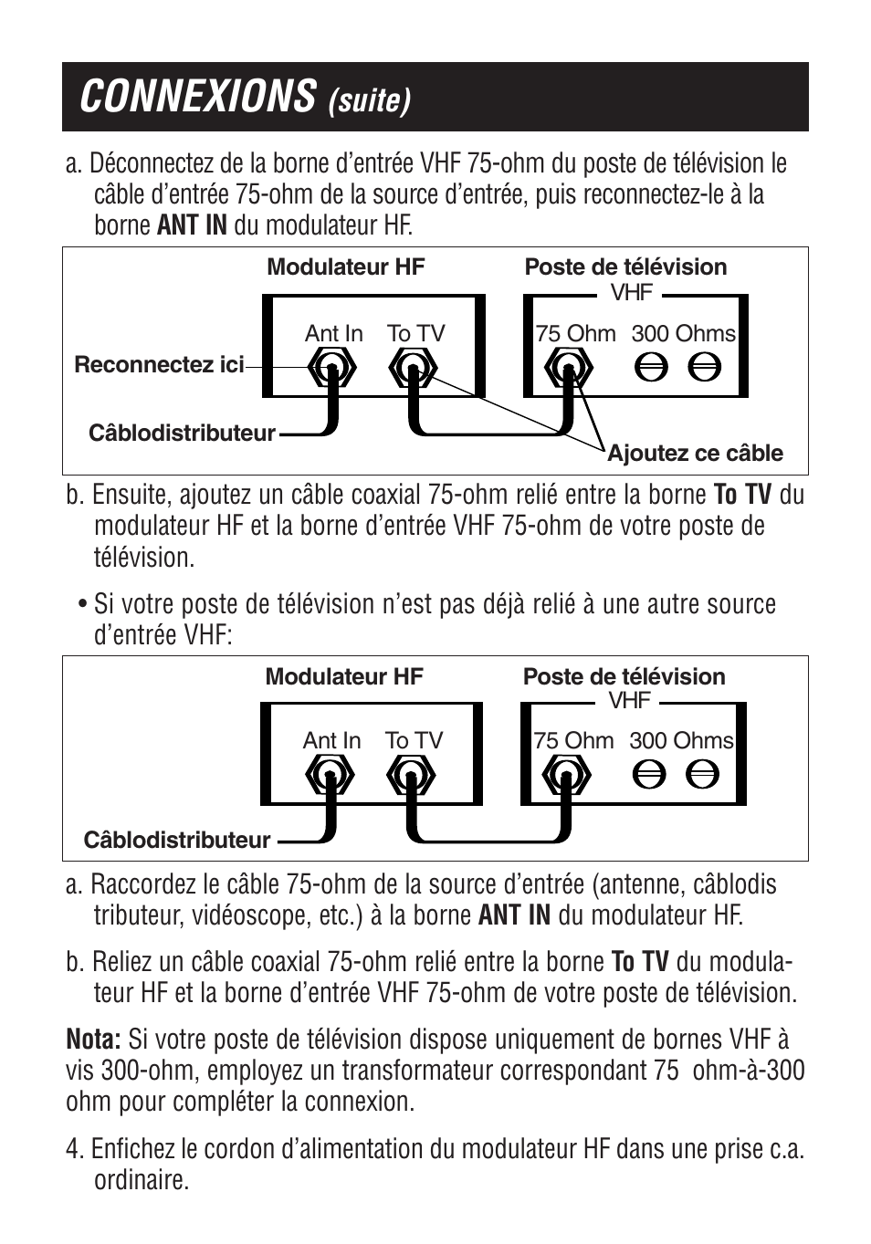 Connexions, Suite) | Philips US2-PH61156 User Manual | Page 21 / 24