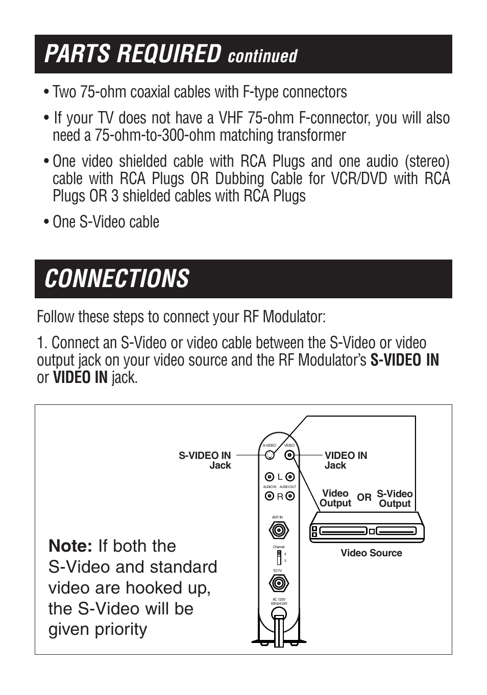 Parts required, Connections, Continued | Philips US2-PH61156 User Manual | Page 3 / 24