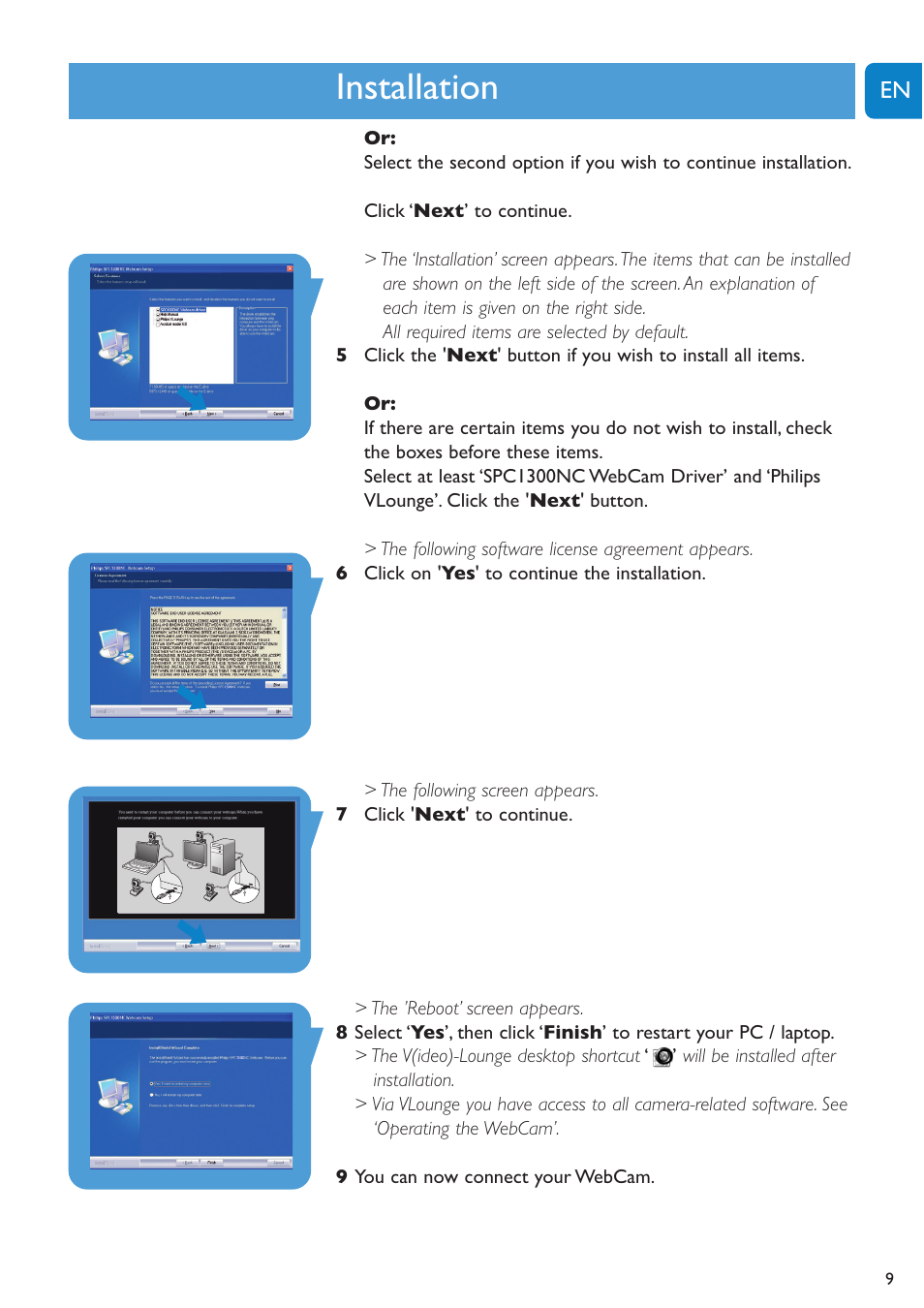 Chapter, Installation | Philips SPC1300NC-27 User Manual | Page 9 / 28