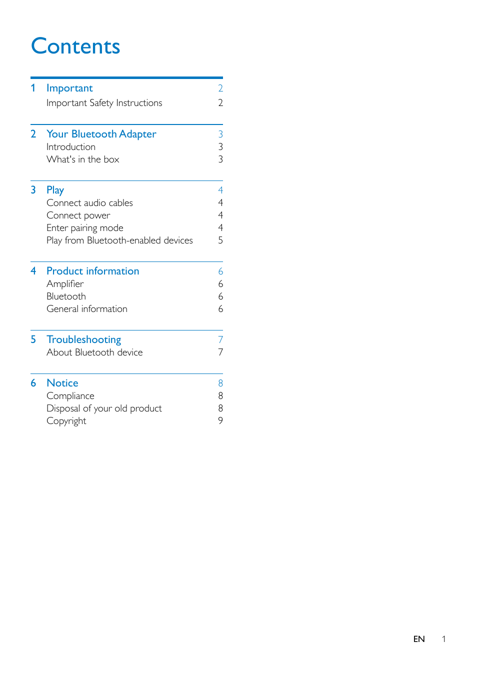 Philips Bluetooth® Hi-Fi adapter AEA2000 Bluetooth® music receiver For smartphone tablet User Manual | Page 3 / 12