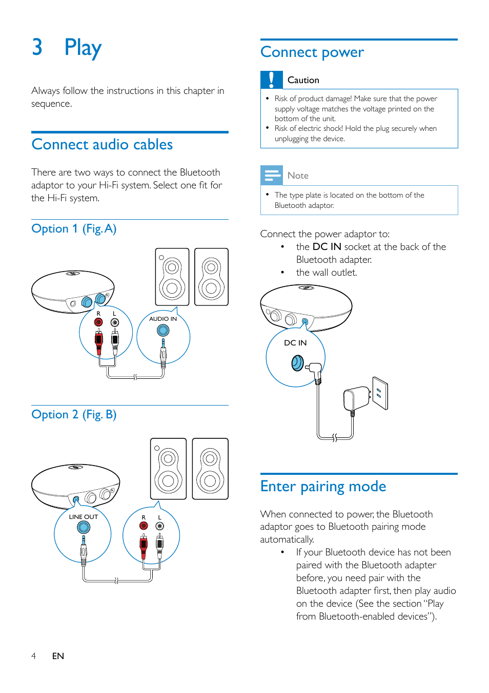 3 play | Philips Bluetooth® Hi-Fi adapter AEA2000 Bluetooth® music receiver For smartphone tablet User Manual | Page 6 / 12
