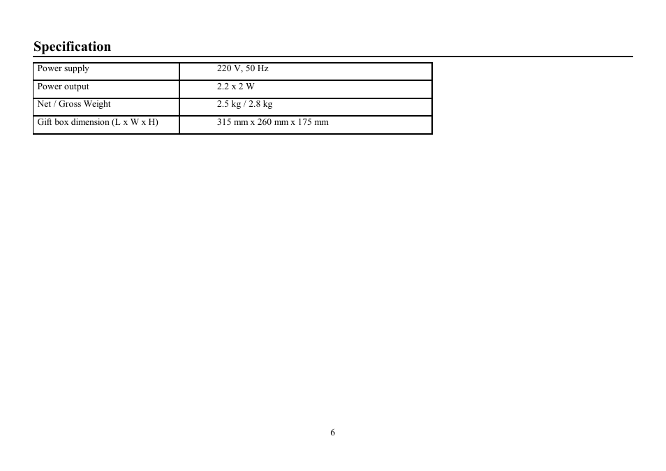 Specification | Hyundai H-1410 User Manual | Page 7 / 13