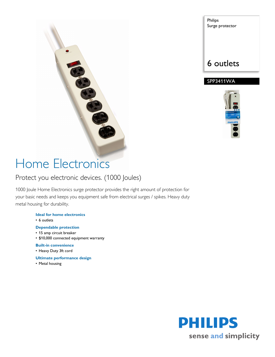 Philips SPP3411WA-17 User Manual | 2 pages