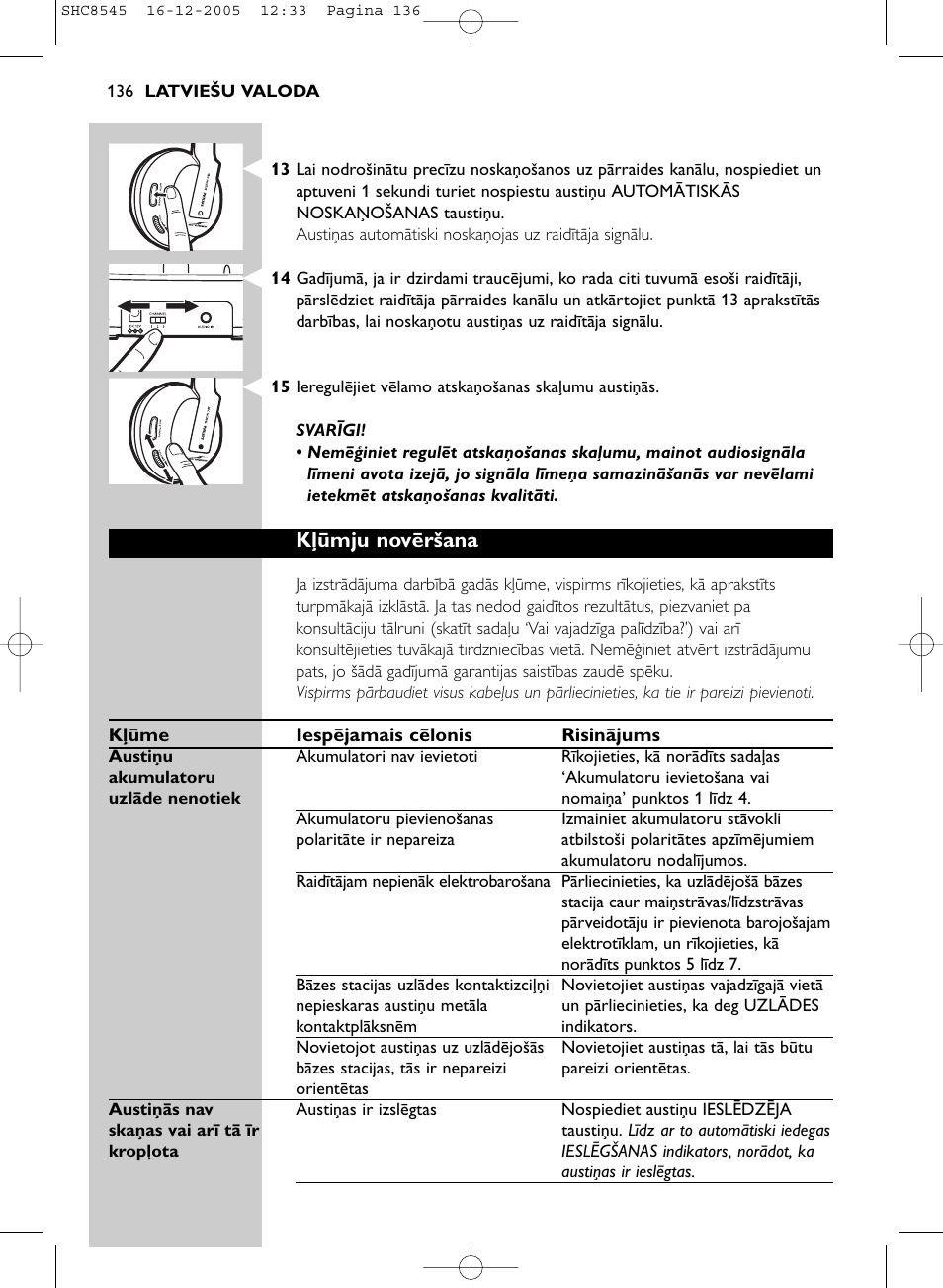 Kļūmju novēršana | Philips SHC8545-05 User Manual | Page 136 / 149